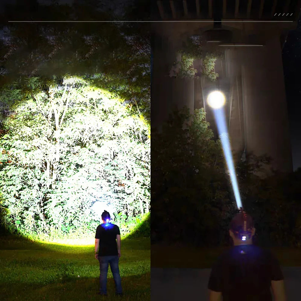300000000LM Upgrade 4*White laser Headlamp Fishing Headlight 18650 Battery Flashlight USB Rechargeable Head Lights Torch Lantern