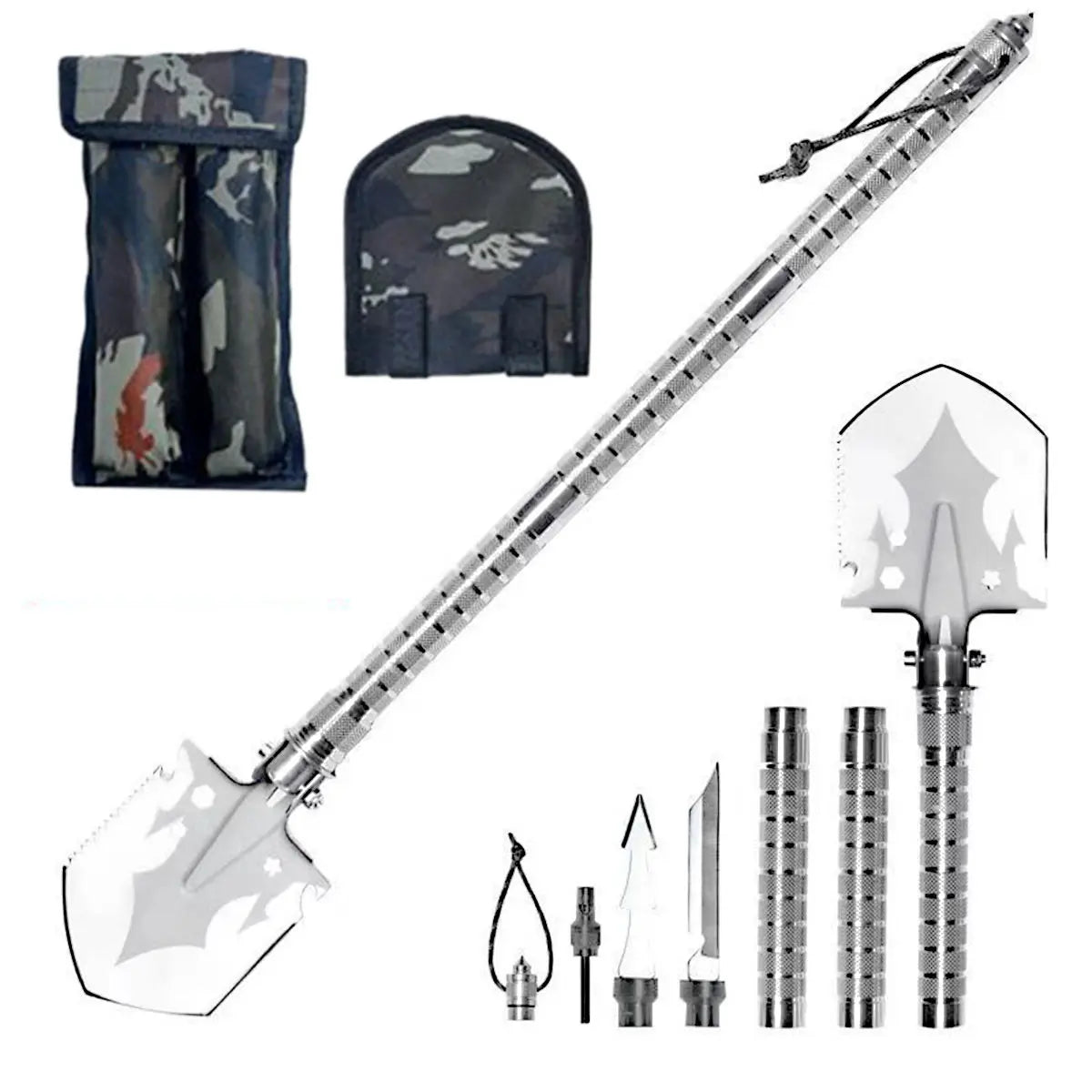 3-Section Folding Survival Shovel – Manganese Steel Multi-Tool for Camping & Outdoor Use