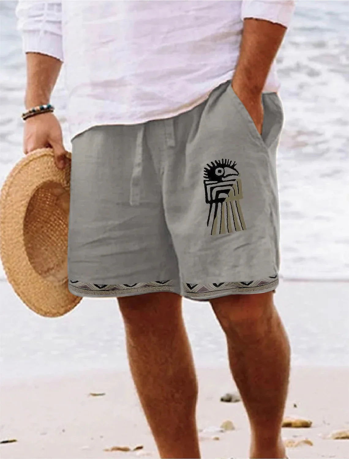 Men's Retro Sun & Moon Graphic Shorts – 3D Printed Breathable Street Shorts