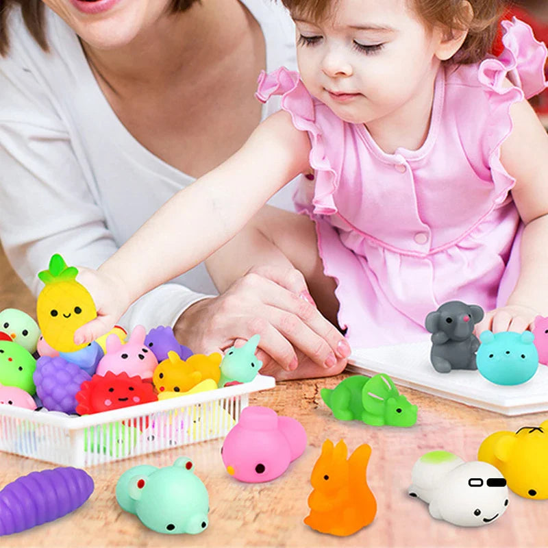 50PCS Mini Mochi Squishies Kawaii Cartoon Squishy Toys for Kids Stress Ball Squeeze Party Favors Stress Relief Toys for Birthday