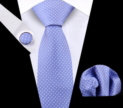 Luxury Plaid Tie For Mens Necktie Handkerchief Pocket Square Cufflinks Set Jacquard Woven Ties Wedding Business Accessories