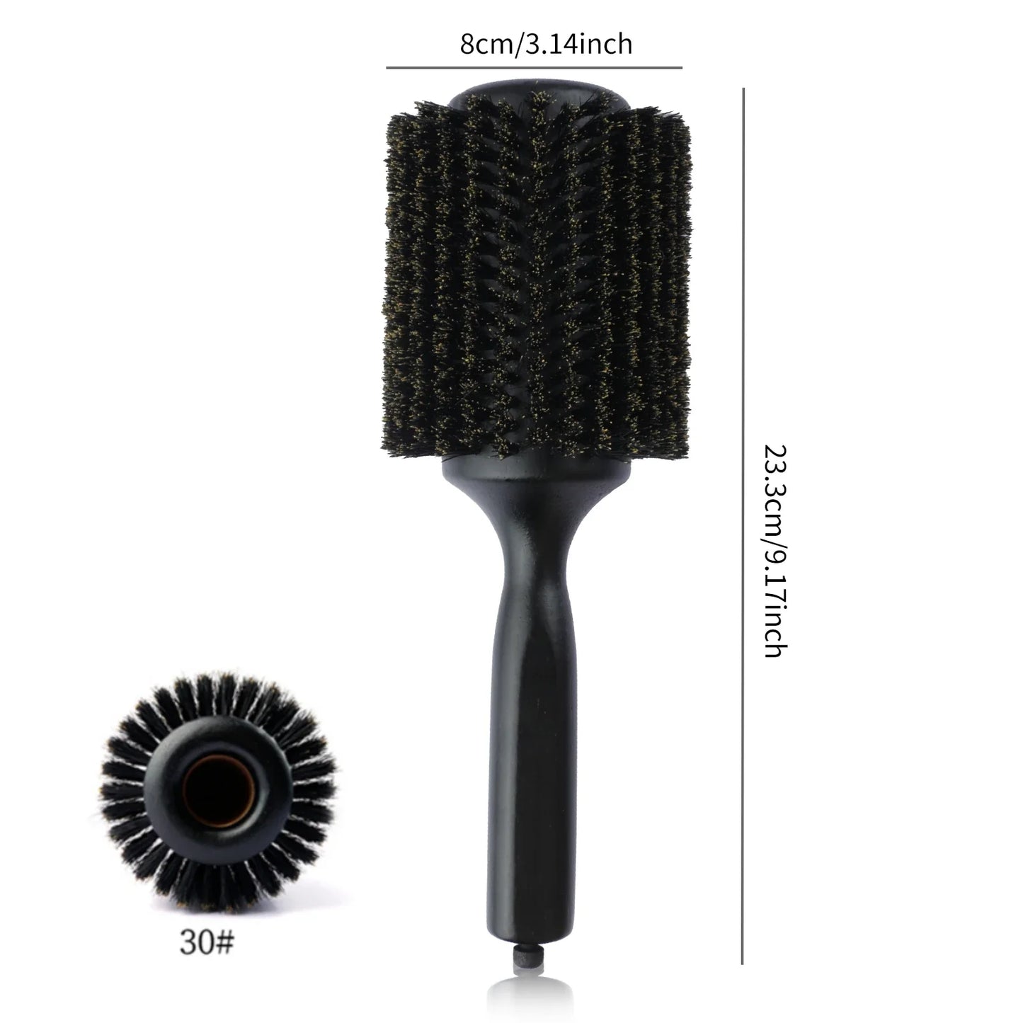 6 Sizes Boar Bristle Round Hair Brush Curly Hair Styling Comb Professional Removable Tail Barber Hairdresser Round Rolling Comb