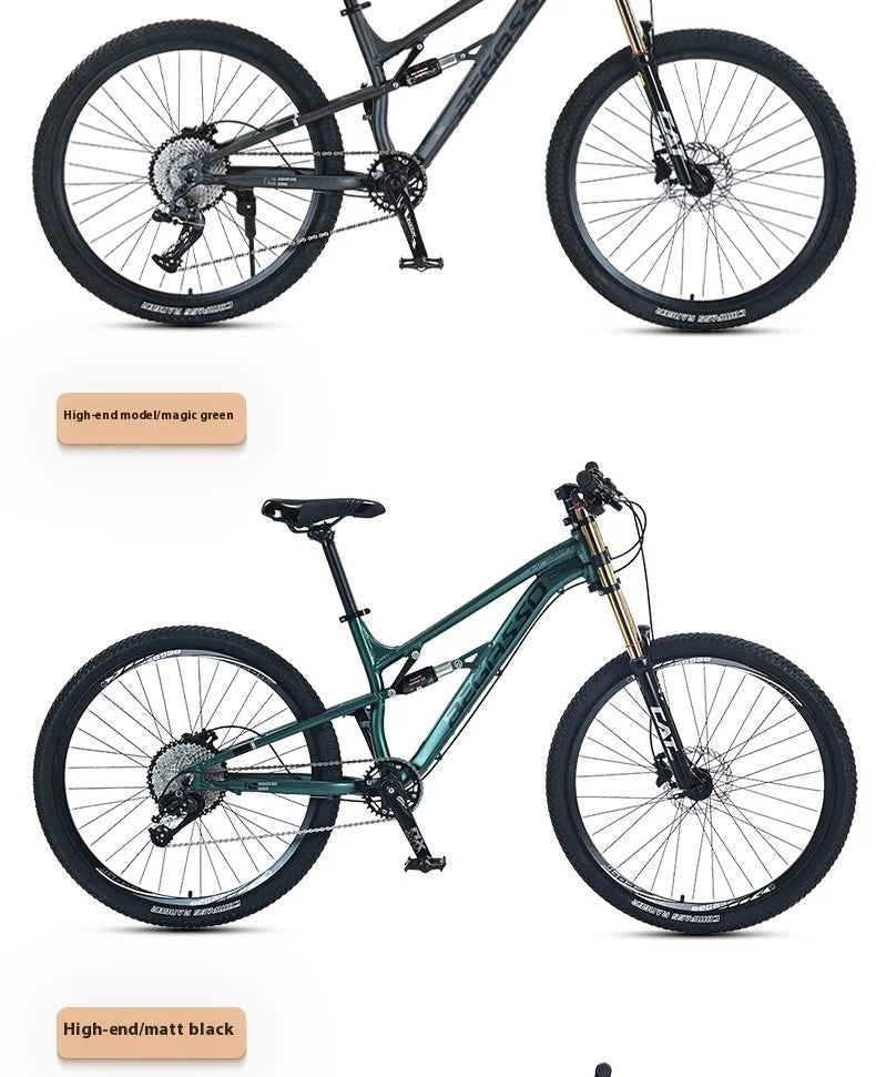 Men's Aluminum Alloy Mountain Bike – 27.5"/26" Soft Tail Full Suspension Adult MTB