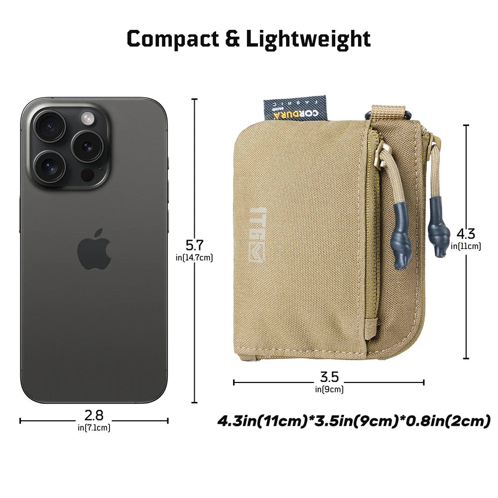 Waterproof EDC Pouch – 500D CORDURA, YKK Zipper, Multi-Attach, 4.3" x 3.5"