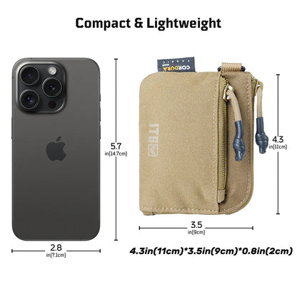 Waterproof EDC Pouch – 500D CORDURA, YKK Zipper, Multi-Attach, 4.3" x 3.5"