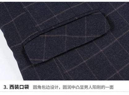 2024 New Spring and Autumn Coat Middle-aged Slim Fashion Handsome All Matching Plaid Suit Men Casual  Polyester  Blazer Mujer