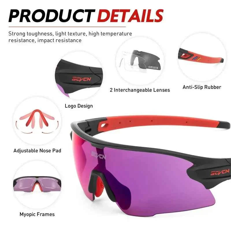 SCVCN New Sports Sunglasses Photochromic Cycling Glasses Mountain Bicycle Goggles MTB Road UV400 Protection Sun Eyewear for Man