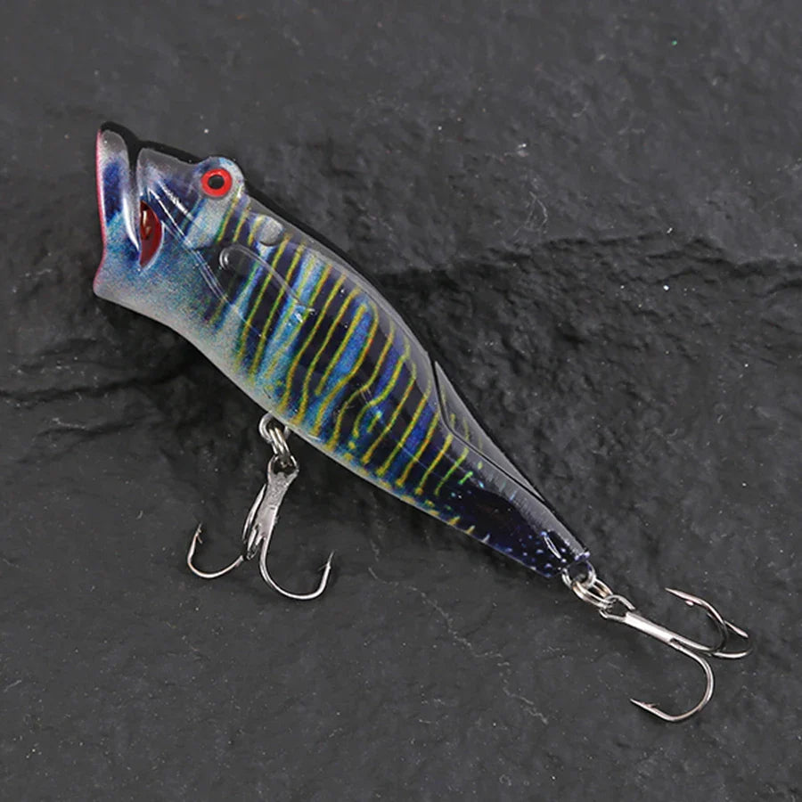 5pcs Striped Crankbait Popper Fishing Lure Set Tackle 8cm/12.4g Dot Painted Artificial Hard Bait With Hook Wobbler For Fish/Pike