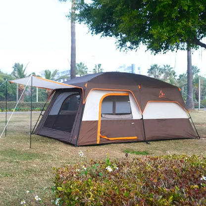 Spacious 6-14 Person Family Cabin Tent with 2 Rooms, 3 Doors, 3 Mesh Windows, Straight Walls, Waterproof, Double Layer for Outdo