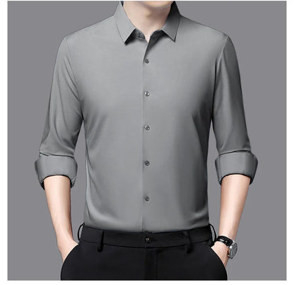 Premium Men's Ultra-Stretch Shirt - High-Quality Silky Business Formal Long-Sleeve Shirt for Social and Casual Wear