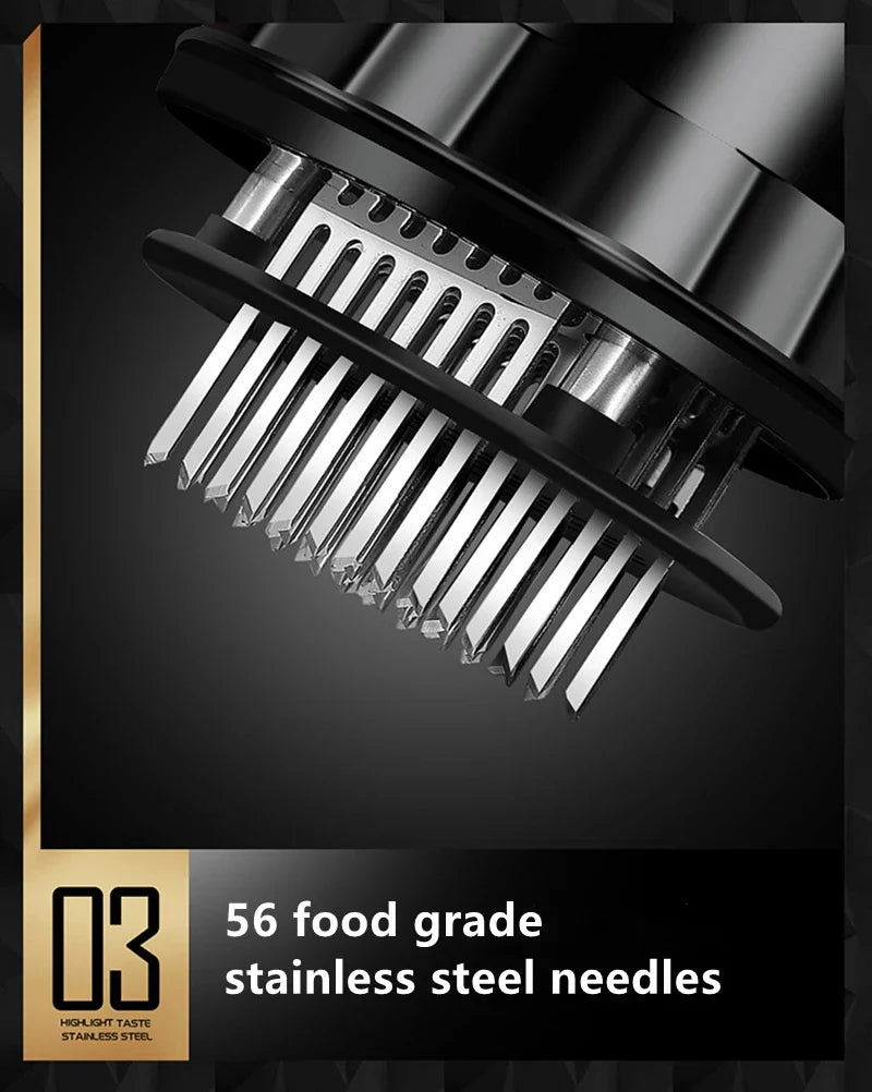 56-Blade Needle Meat Tenderizer – Stainless Steel Kitchen Tool for Steak, Chicken & BBQ