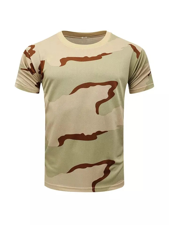 Men's 3D Camo Print T-Shirt – Quick-Dry Polyester, Short Sleeve, Sizes S–5XL