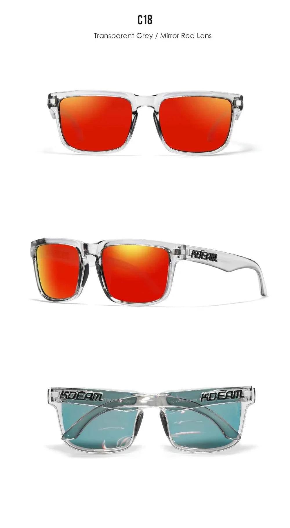 KDEAM Classic Square Sunglasses Men Women Category 3 Polarized Sun Glasses Unique Frame Surface Eyewear With Case Box KD332