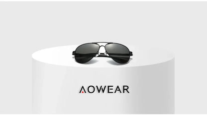 AOWEAR Men's Aviation Sunglasses Men Polarized Mirror Sunglass for Man HD Driving Pilot Sun Glasses