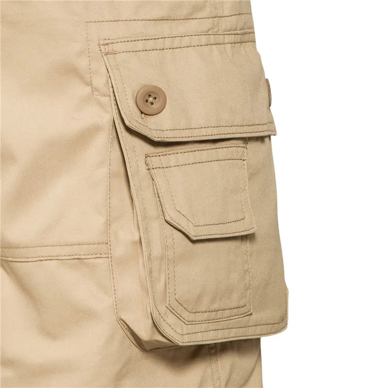 Men's Multi-Pocket Cotton Cargo Shorts – Loose Fit Outdoor & Beach Shorts