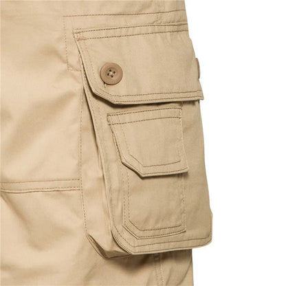 Men's Multi-Pocket Cotton Cargo Shorts – Loose Fit Outdoor & Beach Shorts