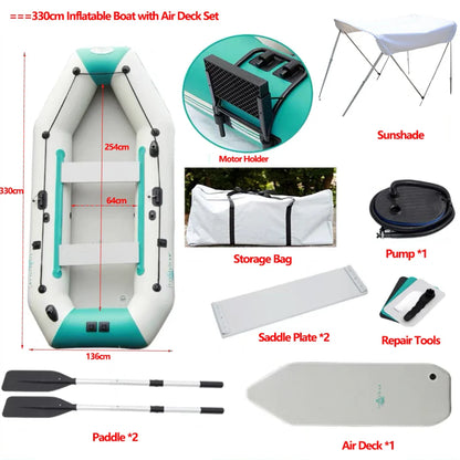 2.0~3.6m Inflatable Boat Air Deck Set 2+1 Air Chamber 0.9mm Thickened PVC 3-layer Mesh Wear Resistance Kayaks LUYA Fishing Boat