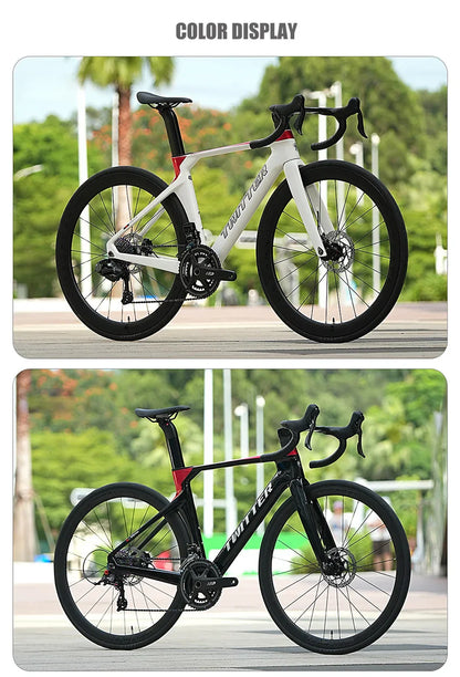 Cheap Mechanical Shifting Carbon Road Disc Bike 700*28C RS-24S Hydraulic Brake Racing Bicycle With Carbon 3K Handlebar For Sale