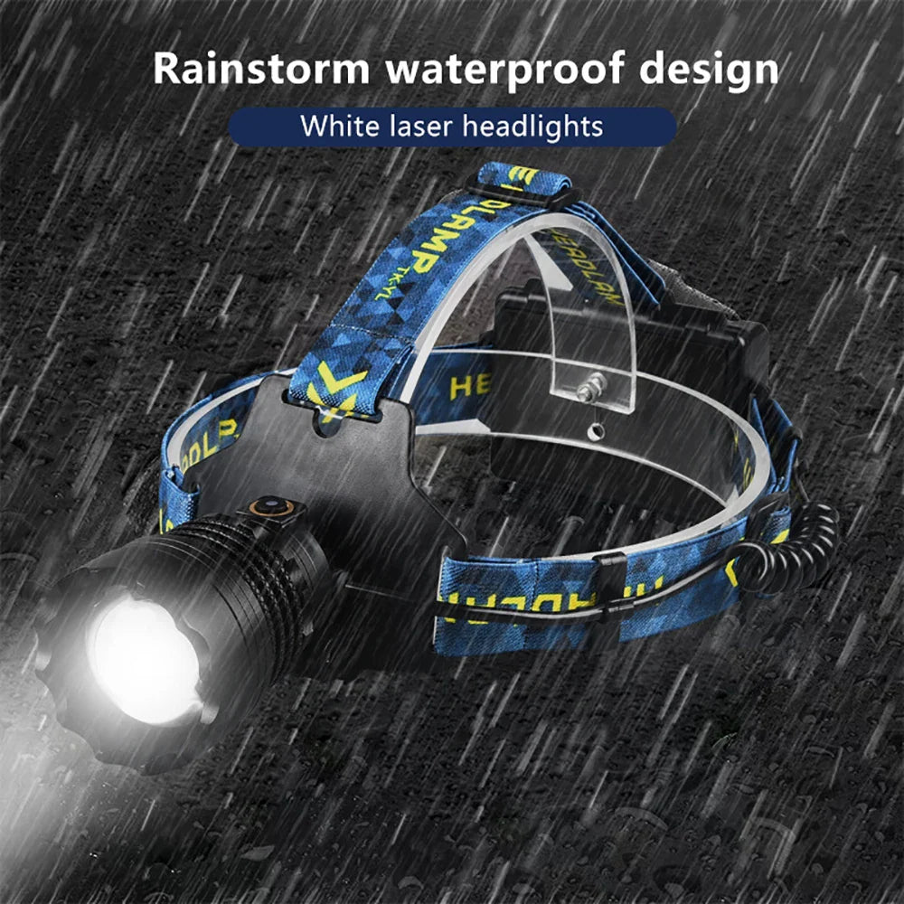 300000000LM Upgrade 4*White laser Headlamp Fishing Headlight 18650 Battery Flashlight USB Rechargeable Head Lights Torch Lantern