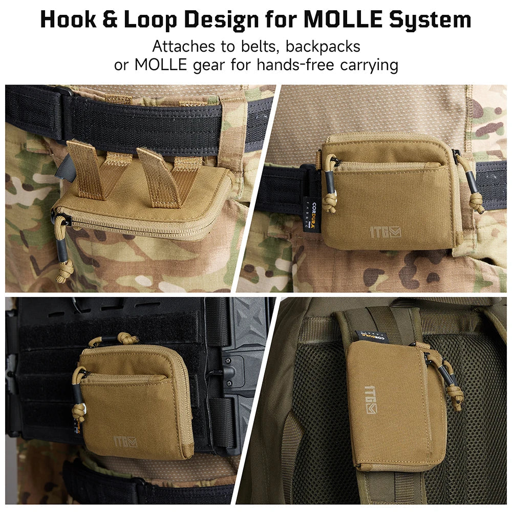 Waterproof EDC Pouch – 500D CORDURA, YKK Zipper, Multi-Attach, 4.3" x 3.5"