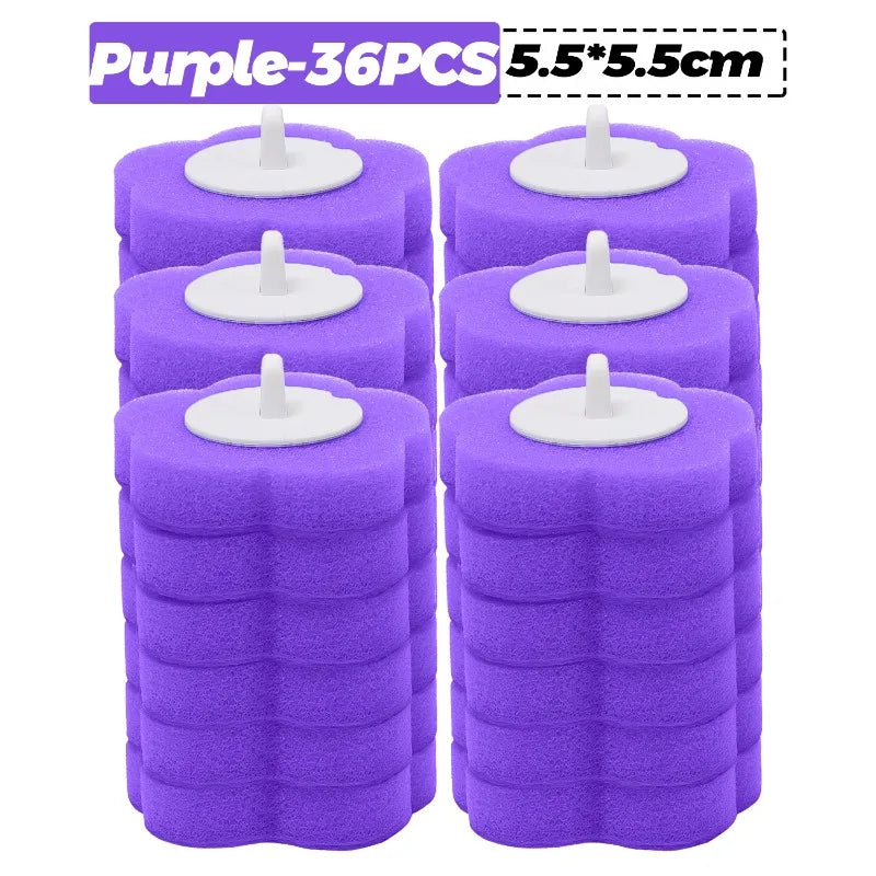 6-60PCS Toilet Disposable Replacement Head Foam Cleaning Sponges Heads Toilet Brush Refills No Dead Angle Bathroom Brush Heads