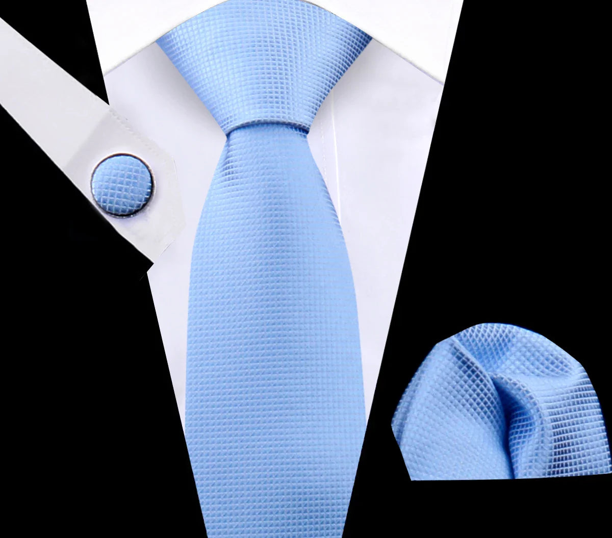 Luxury Plaid Tie For Mens Necktie Handkerchief Pocket Square Cufflinks Set Jacquard Woven Ties Wedding Business Accessories