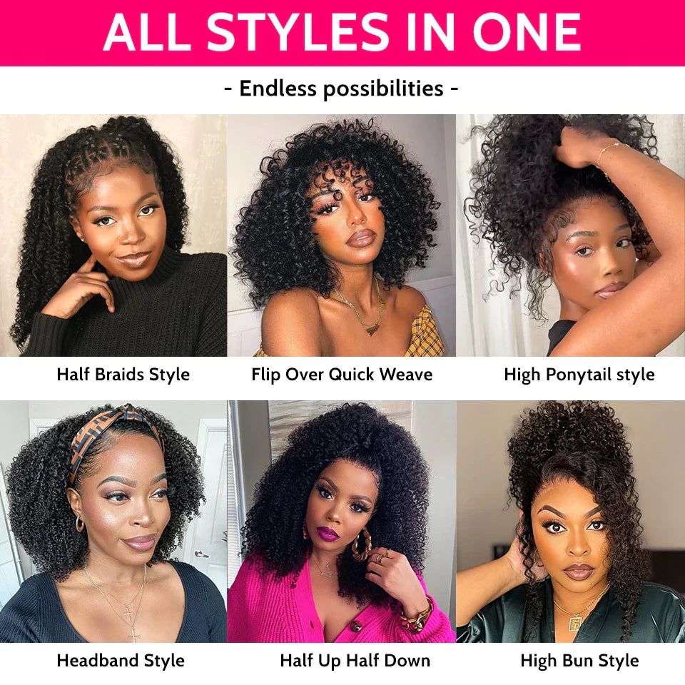 3 IN 1 Highlight 1B/30 Half Wigs Water Wave Invisible Hairline Glueless Human Hair Wigs Seamless Flip Over Wig Isee Hair