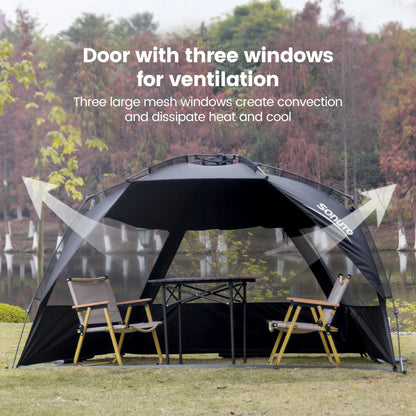 Sonuto Outdoor 3-4P One-Touch Camping Tent Quick Automatic Opening Beach Fishing Tent