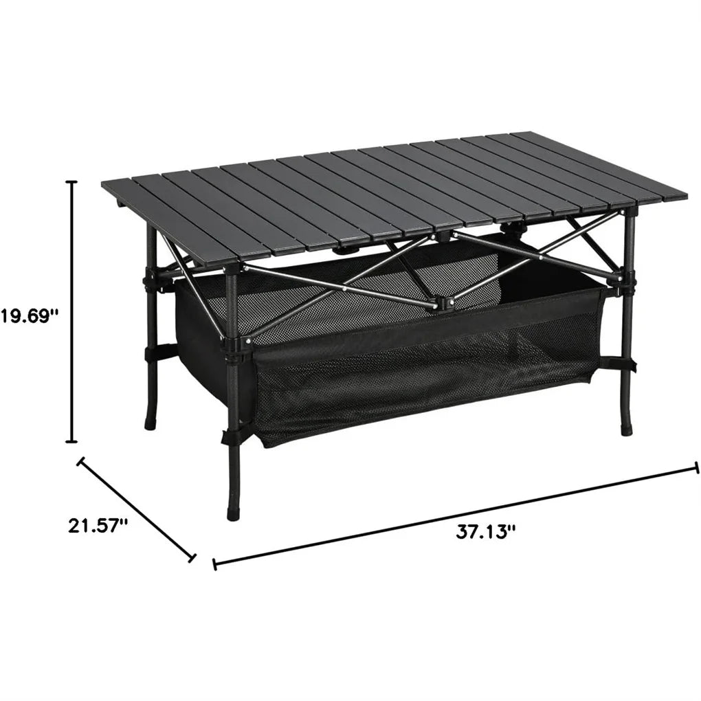 Lightweight Aluminum Folding Roll-Up Camping Table with Easy Carrying Bag for Indoor & Outdoor