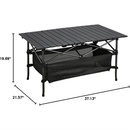 Lightweight Aluminum Folding Roll-Up Camping Table with Easy Carrying Bag for Indoor & Outdoor