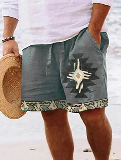Men's Retro Sun & Moon Graphic Shorts – 3D Printed Breathable Street Shorts