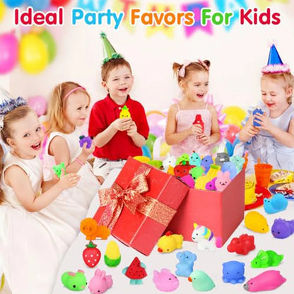 50PCS Mini Mochi Squishies Kawaii Cartoon Squishy Toys for Kids Stress Ball Squeeze Party Favors Stress Relief Toys for Birthday