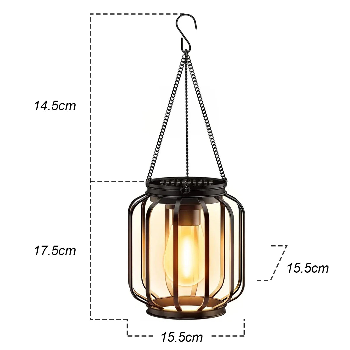 Solar LED Hanging Lantern – IP65 Waterproof, 800mAh, Auto Dusk-to-Dawn, Metal
