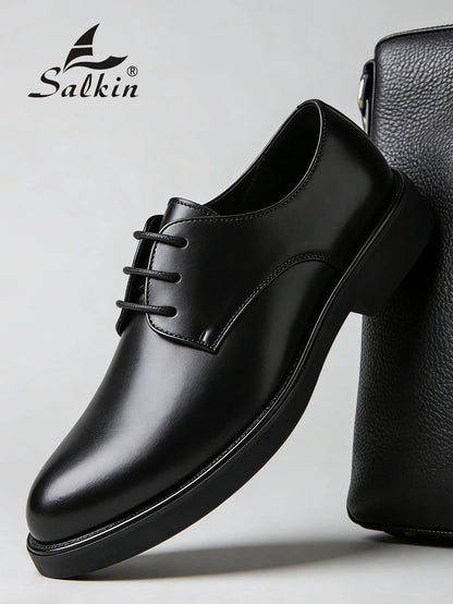 Classic Men Dress Shoes Lace Up Derby Shoes Formal Business Lesther Shoes Anti Slip Wear-resistant Office Daily Casual Shoes