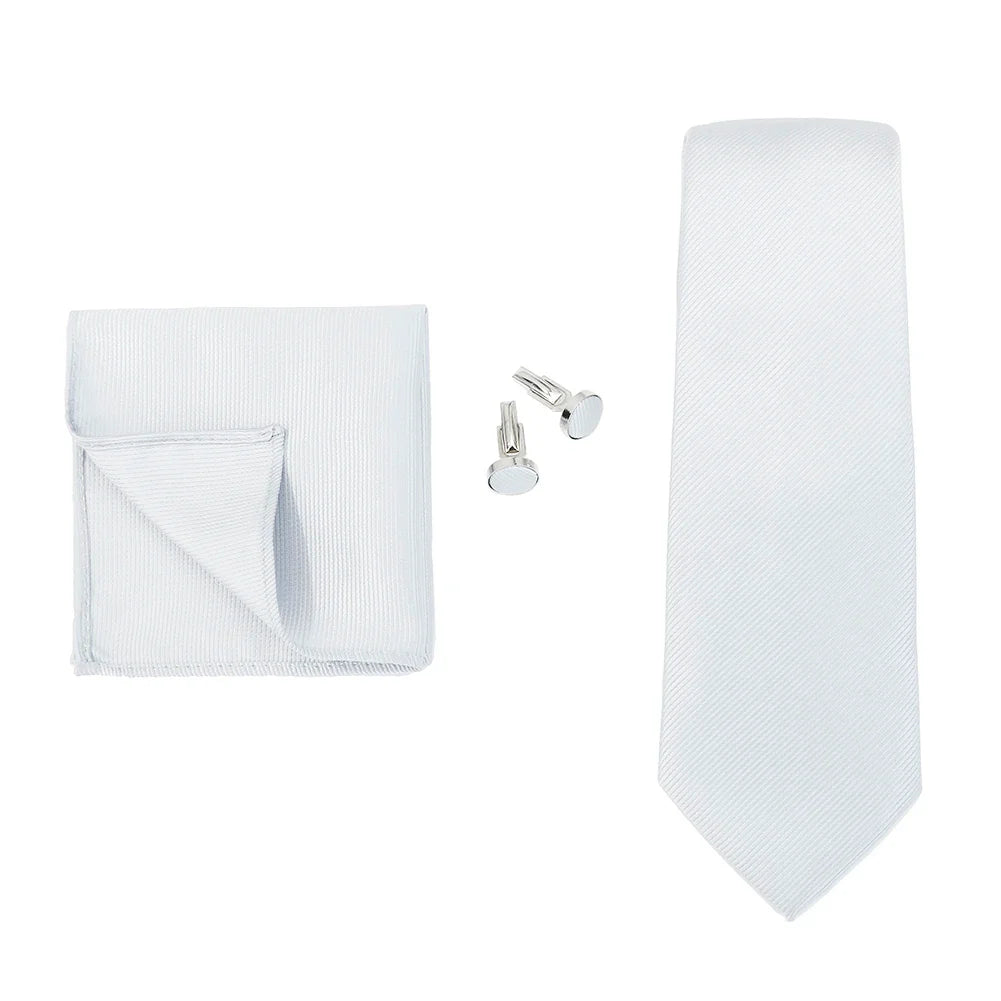 Necktie Fashion Brand Handmade Solid Necktie Handkerchief Cufflinks Set For Men Ties Suit Shirts Wedding Accessories Man Gifts