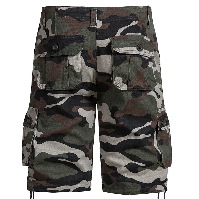 Men's Camo Cargo Shorts – Breathable Cotton Outdoor Sports Half Pants with Side Pockets