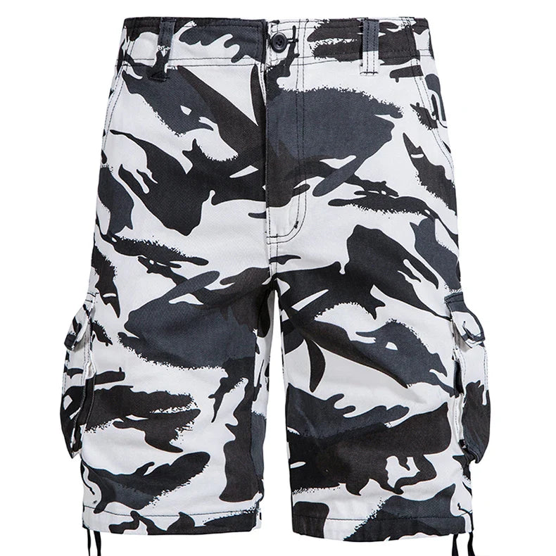 Men's Camo Cargo Shorts – Breathable Cotton Outdoor Sports Half Pants with Side Pockets