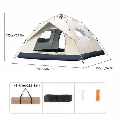4-Person Automatic Pop-Up Camping Tent – 4-Season, Fiberglass Poles, 1500-2000mm Waterproof