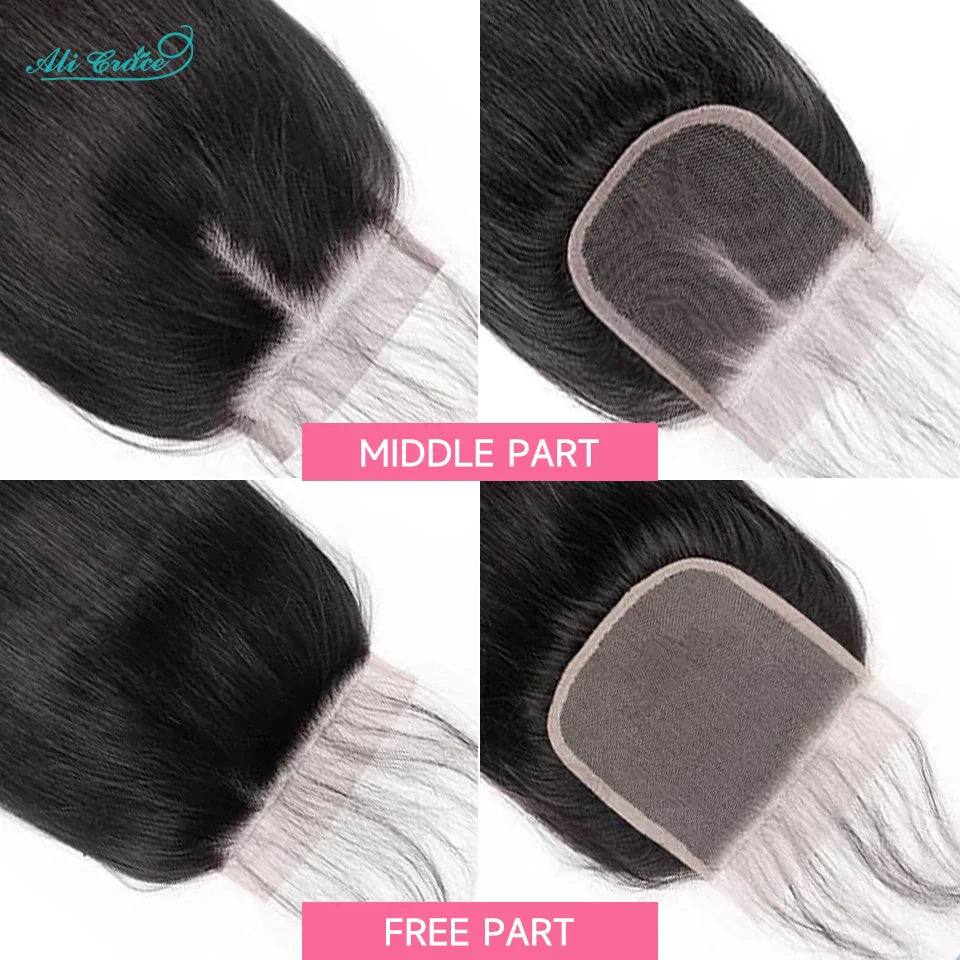 Ali Grace 5x5 HD Closure Brazilian Straight Hair HD/Transparent Lace Closure Pure-Hand Tied Human Hair Lace Closure 14-20Inch