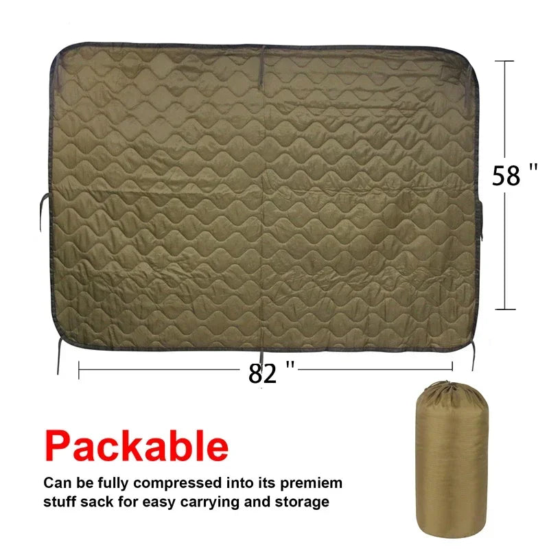 Military Poncho Liner Blanket – 82×58", Water-Repellent, 5 Colors