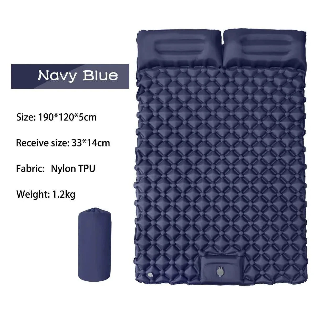 Ultralight Inflatable Camping Mattress with Pillows Built-in Pump Portable Air Sleeping Pad for Outdoor Hiking Travel Tent