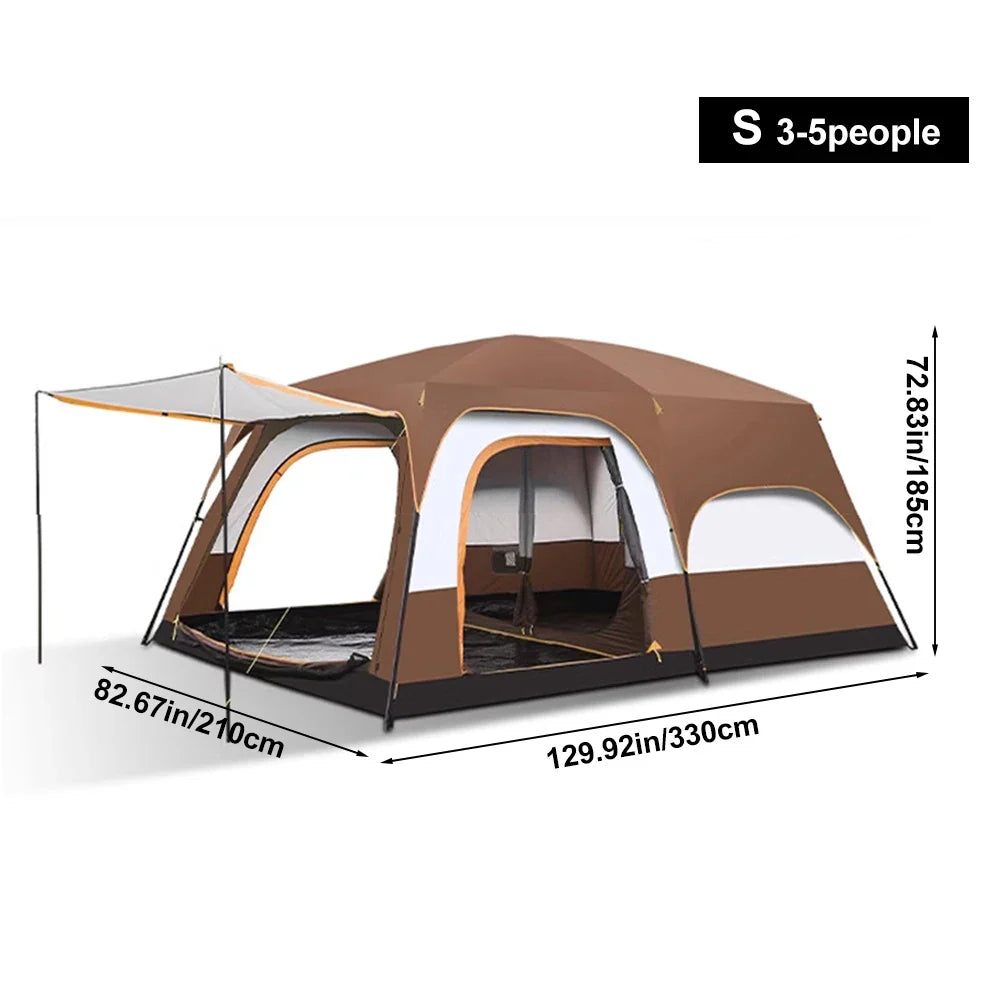4-Season Camping Tent – 3-12 Person Waterproof Double Layer 2-Room Family Tent