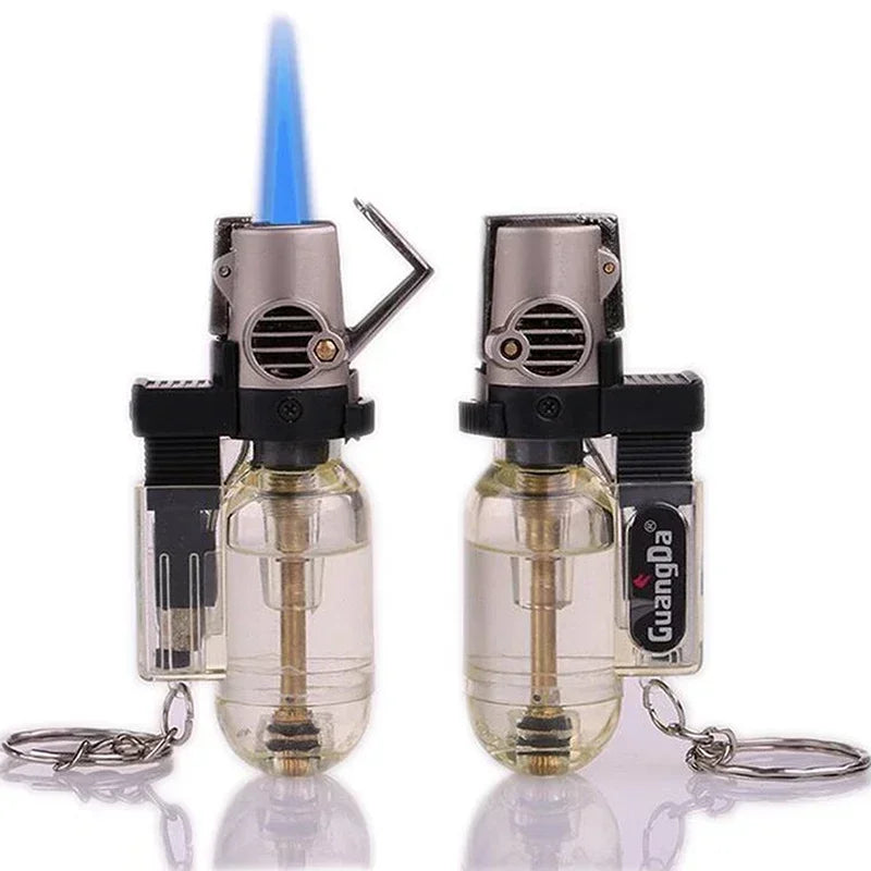 2PCS New Windproof Jet Torch Butane Lighter Portable BBQ Outdoor Ignition Survival Tool Keychain Cigarette Tool Lighters for Men