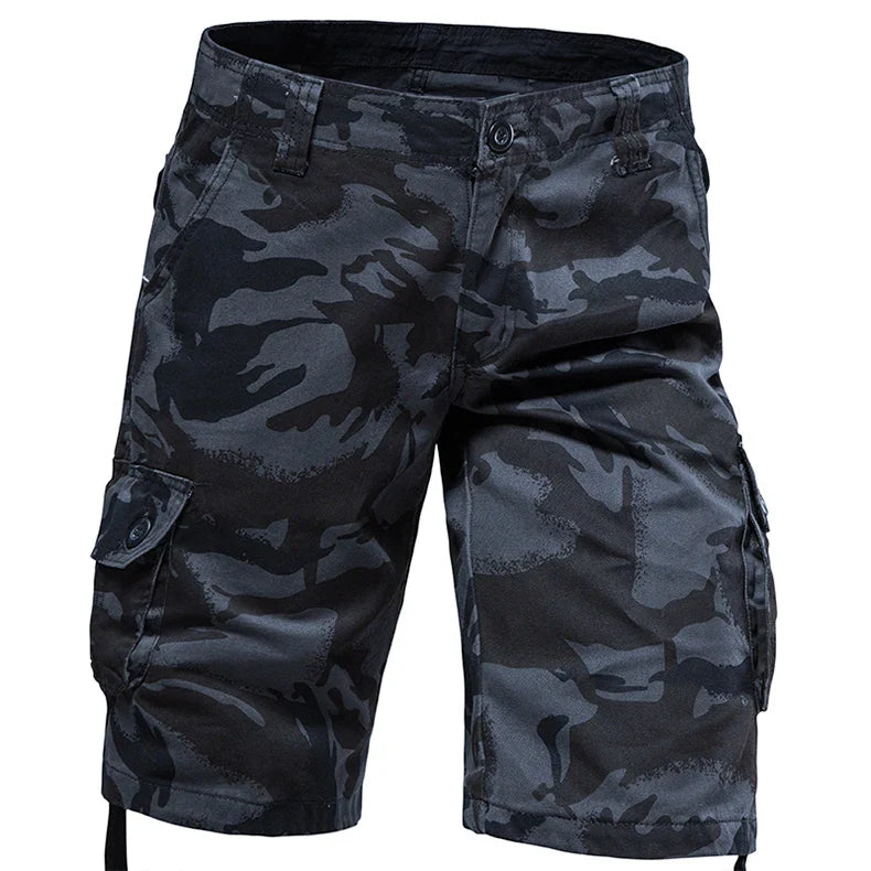 Men's Camo Cargo Shorts – Breathable Cotton Outdoor Sports Half Pants with Side Pockets
