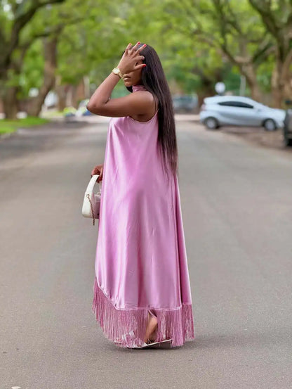 Long Dress Women Dresses Sexy Vestidos Y2k Streetwear Sleeveless Halter Irregular Tassel Elegant Splice Party Night Work 2026
