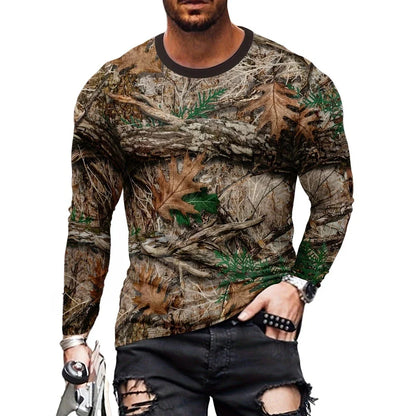 Men's 3D Graphic Long Sleeve T-Shirt – Vintage Print Crew Neck Autumn Streetwear Tee