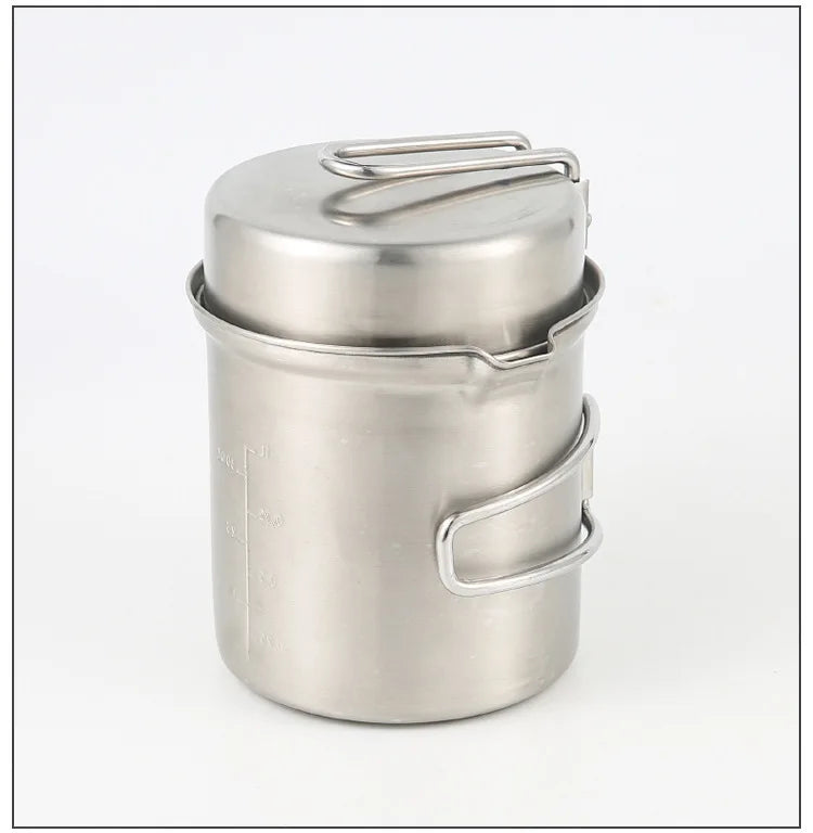 Portable Stainless Steel Wood Burning Camp Stove Set with 304 Cookware Pot for Outdoor Camping New