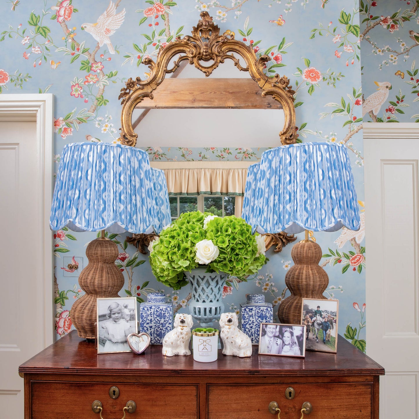 Blue Ikat Deep Scalloped Lampshade (40cm)
