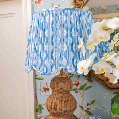 Blue Ikat Deep Scalloped Lampshade (40cm)