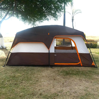 Spacious 6-14 Person Family Cabin Tent with 2 Rooms, 3 Doors, 3 Mesh Windows, Straight Walls, Waterproof, Double Layer for Outdo